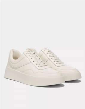 recovery running shoes Women's Warren Court Leather Sneaker In Milk