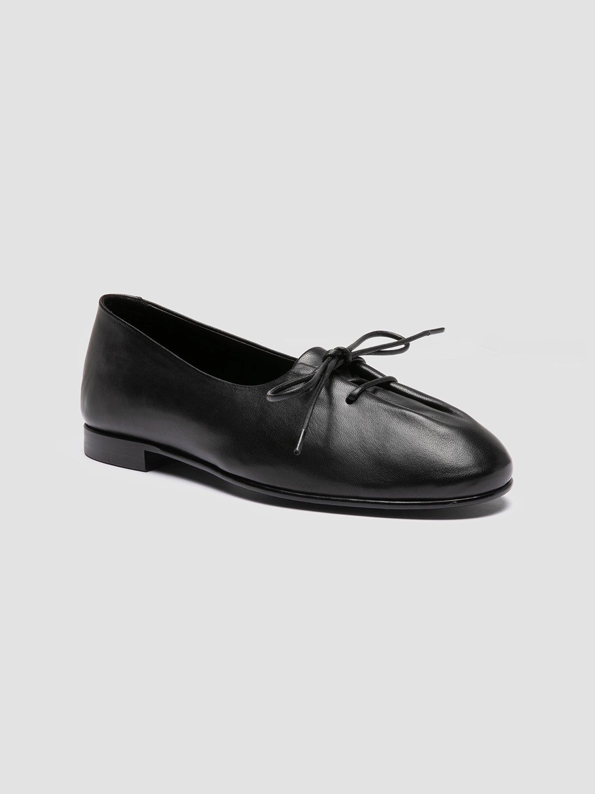 OLIVER 102 - Black Leather Ballerina Shoes Urban Meeting Ankle Support